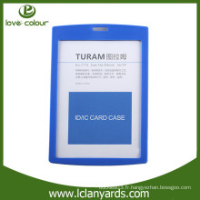 Porte-cartes en plastique rigide bleu personnalisé pour carte professionnelle